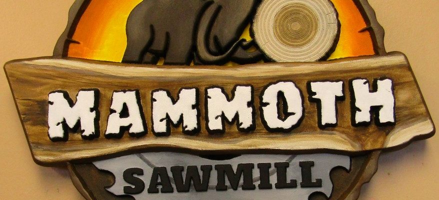 Mammoth Sawmill Sign carved from Sign Foam and hand painted.